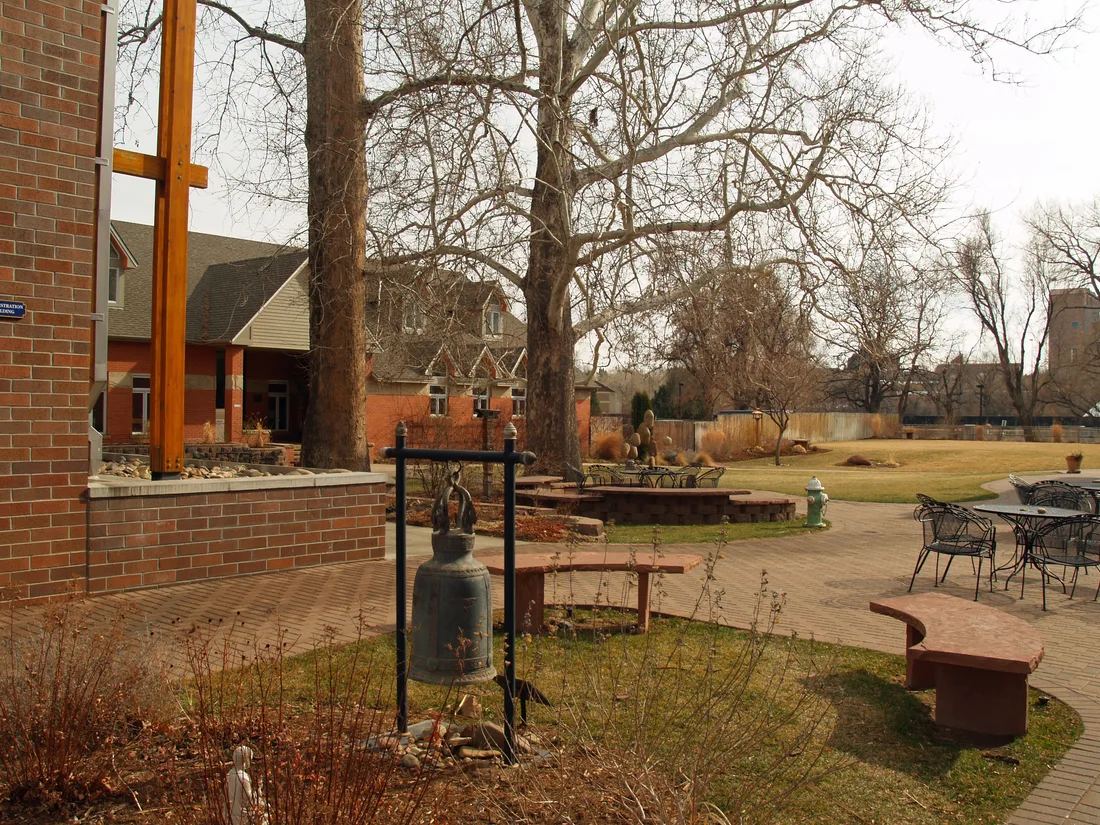 Naropa University campus courtyard, photographed in February 2009